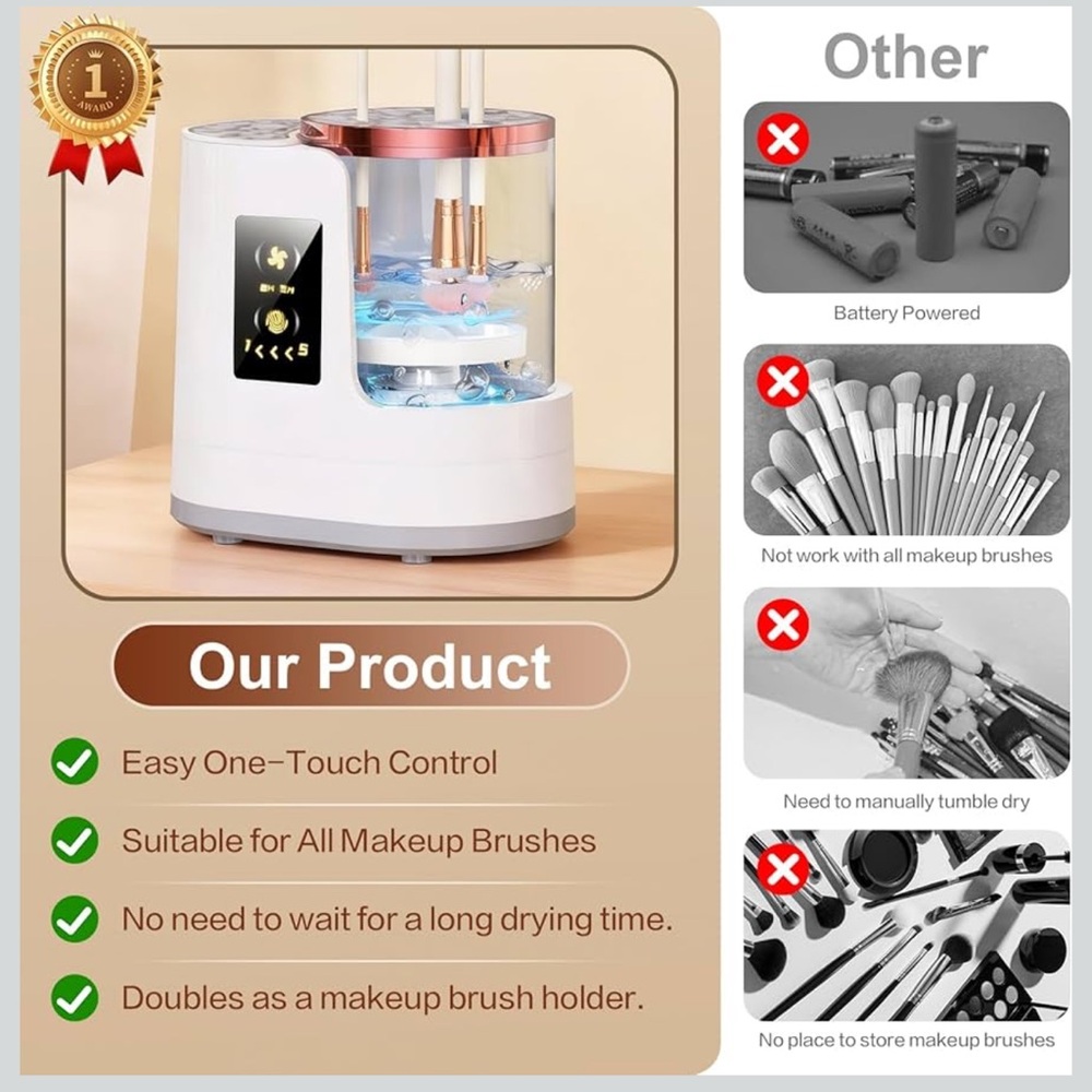 Electric Makeup Brush Cleaner 3 in 1 automatic brush cleaning and drying machine - Picture 8 of 9